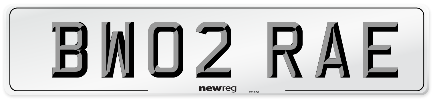 BW02 RAE Number Plate from New Reg